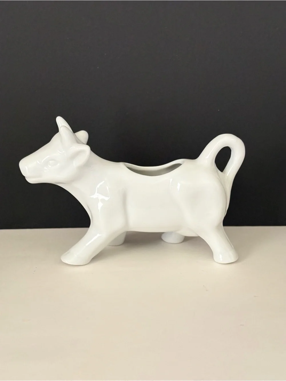 Vintage Pier 1 White Porcelain Cow Creamer Milk Pitcher Jug Farmhouse Country